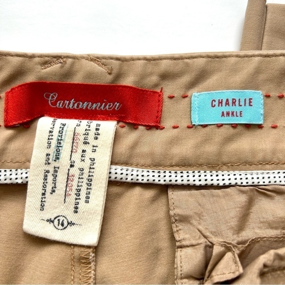 Anthropologie Cartonnier Ankle Zip Charlie Trouser Pants Tan Khaki Size 14 - Picture 11 of 12